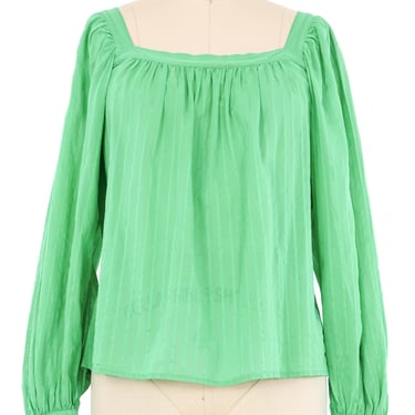 Yves Saint Laurent Kelly Green Peasant Blouse