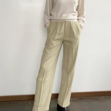 Ecru Silk Pleated Pants (S)