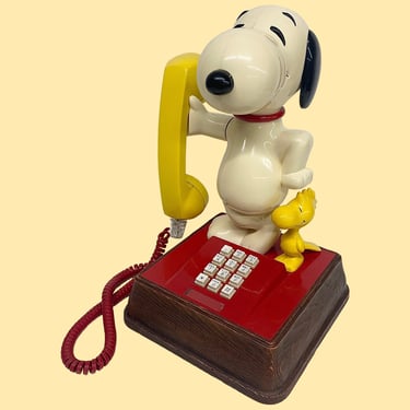 Vintage The Snoopy and Woodstock Phone Retro 1970s Mid Century Modern + Peanuts Cartoon + Charles Schultz + Plastic Frame + NOT TESTED 