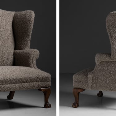 Oversized Wing Chair in Pierre Frey Boucle