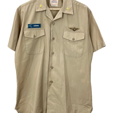 Vintage 60's USN Navy Khaki Officers Shirt W/ Pins