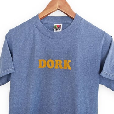 vintage dork shirt / nerd shirt / 1990s Fruit of the Loom DORK felt letter nerd shirt Small 