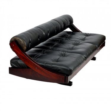 1960s Rosewood and Leather Sofa by Gianni Songia for Somani, Italy