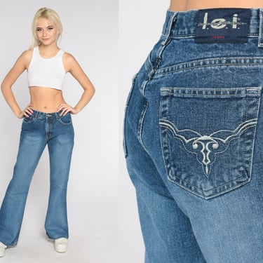 Y2K Jeans Lei Flared Jeans Jeans Denim Bell Bottom Jeans Boho Hippie Pants Retro Faded Blue Bootcut Flares Mid Rise Vintage 00s Medium 9 30 