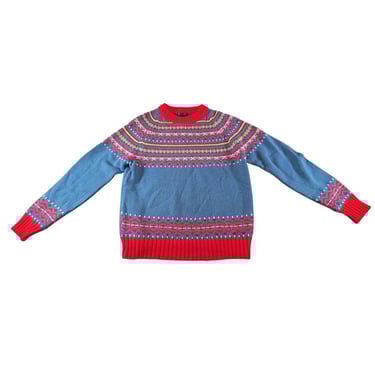Sweater Blue Geometric Street Wear VTG Y2K Signallo Youth - Women L 14-16 C3/17 