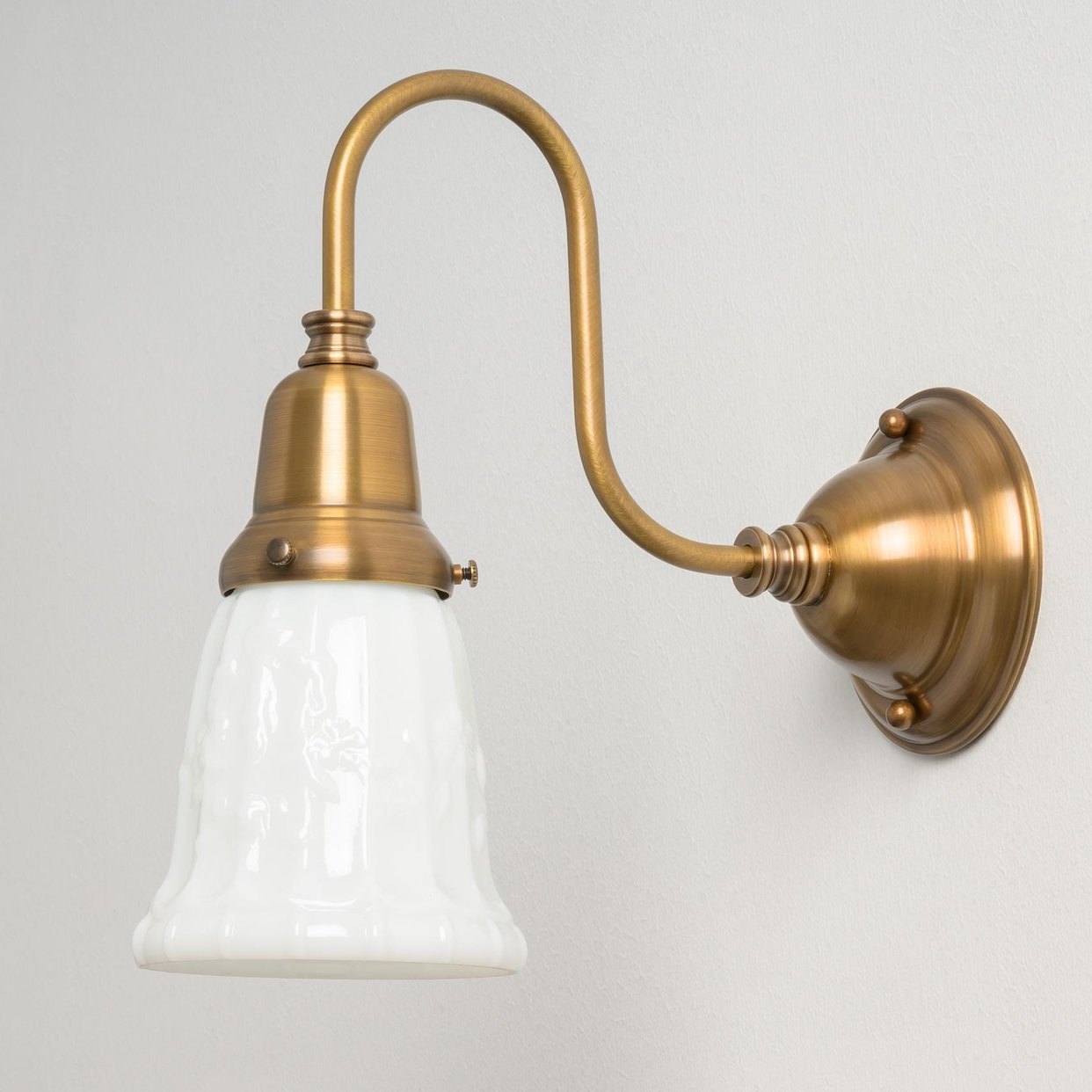 Historic Gooseneck Wall Sconce - White Decorative Cup | Olde Brick ...