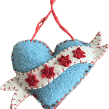 Chicago Flag Heart Felt Ornament