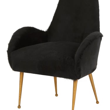 Vintage Italian Black Cowhide Chair