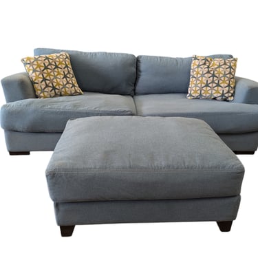 Light Blue Loveseat w/ Ottoman