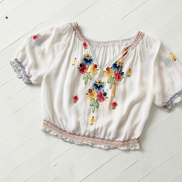 1940s Embroidered Peasant Blouse 