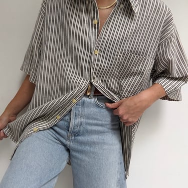 90s Striped Linen Button Down