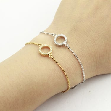 B016 dainty eternity circle bracelet, gold circle bracelet, silver circle bracelet, dainty bracelet, stacking bracelet, layering bracelet 