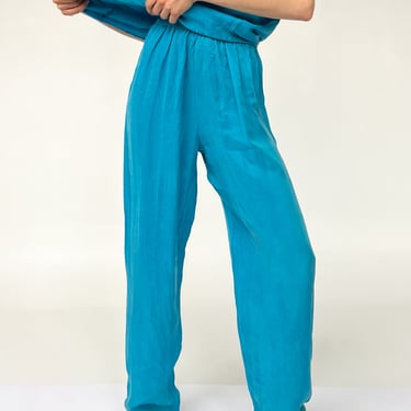 Blue Silky Rayon Pants (S)