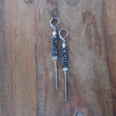 Unique abstract simple hematite earrings 2 