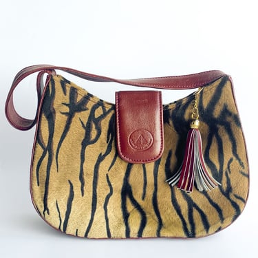 Vintage Tiger Tassel Crescent Bag