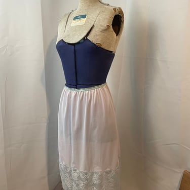 60s Vintage Skirt Slip Pinup Lingerie Baby Blue Lace M 