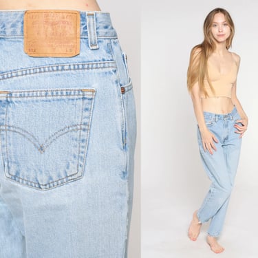 Levis 512 Jeans 80s 90s Mom Jeans Tapered Slim High Rise Waisted Levi Jeans Light Blue Denim Pants Retro Hipster 512s Vintage Small 6 28 