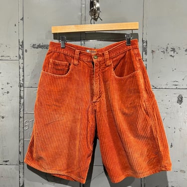 Vintage 1990s Orange bulldog brand Thick corduroy Loose Fit Y2K Aesthetic Streetwear Basic Essential Skater Style  Shorts 30 Waist jorts 