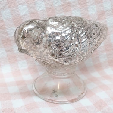 Vintage Silvered Molded Glass Bird, for Christmas Easter Holiday 