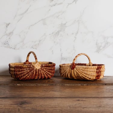 vintage french two-tone willow basket