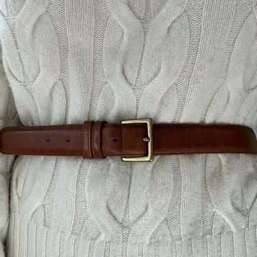 Gilles Herve Paris Tan Leather Whipstitch Western Belt Made in France Size 80 Vintage Gilles Herve Paris Western Belt, Grey Cowhide | A  main image 3