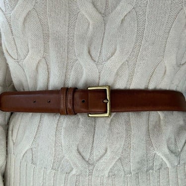 Mens Coach British Tan Cowhide Brown Leather Dress Belt Brass Buckle Sz 38 