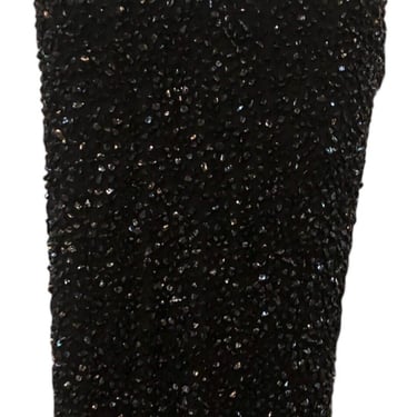 Loewe 2000s Black Glass Beaded Cocktail Skirt