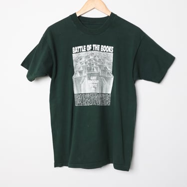 vintage 1990s "Battle Of The Books" SANTA FE, New Mexico hunter green and white vintage short sleeve t-shirt -- size medium 