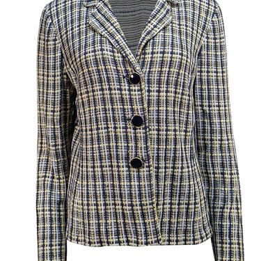 St. John - Navy, White, & Yellow Blend Knit Blazer Sz 14