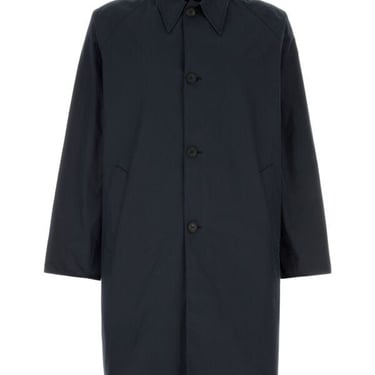 Prada Men Dark Blue Cotton Blend Trench Coat