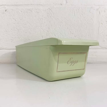 Vintage Egg Drawer Storage Handle Box Retro Kitchen Organization Home Decor Tray Container Refrigerator Green Hard Plastic 1950s 