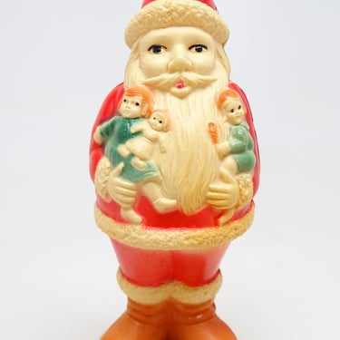 Antique 1930's Celluloid Roly Poly Santa, Hand Painted Toy for Christmas, Vintage Holiday Decor 