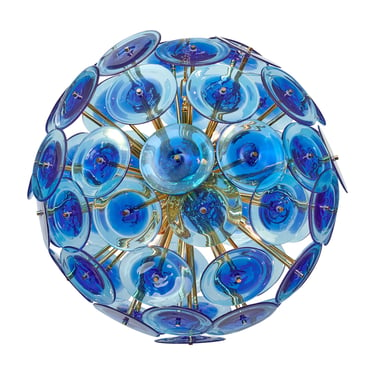 Murano Glass Disc Cobalt Sputnik Chandelier