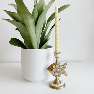 Brass and Shell Fish Candlestick