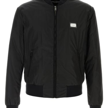 Dolce & Gabbana Men Black Nylon Bomber Jacket