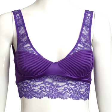 VERSACE- NWT 2023 Purple Satin &amp; Lace Bra Top, Multiple Sizes Available