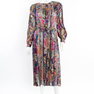 Silk Abstract Geo Floral Dress