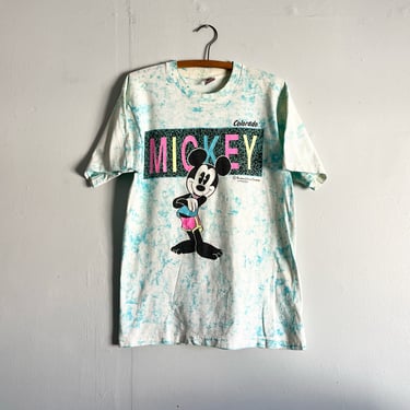 Vintage 90s Mickey Mouse Colorado Tie Dye T Shirt Single Stitched Size M 