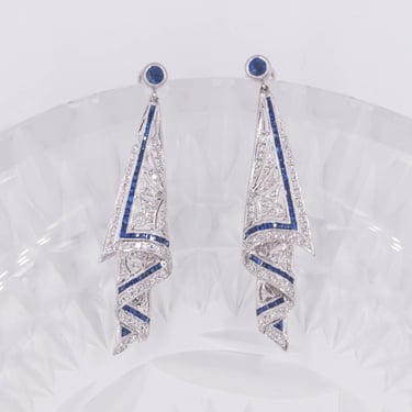 Deco Revival Sapphire and Diamond Earrings
