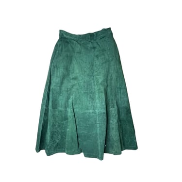 Vintage 90's Bagatelle Hunter Green Suede Long Maxi Skirt, Size 14 