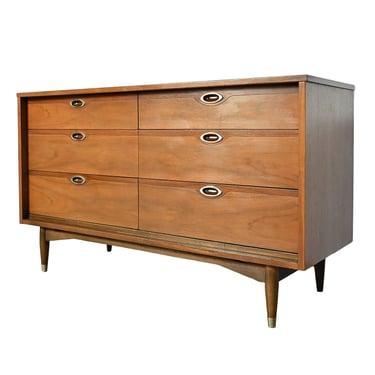 Walnut Long Dresser Mainline by Hooker Mid Century Modern 