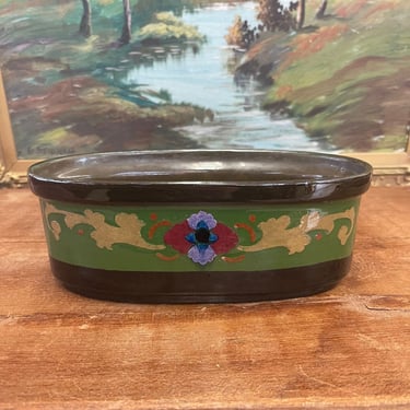 Free Shipping Within Continental US - Vintage Ceramic Oval Pot Hand Painted . Import From Holland. 