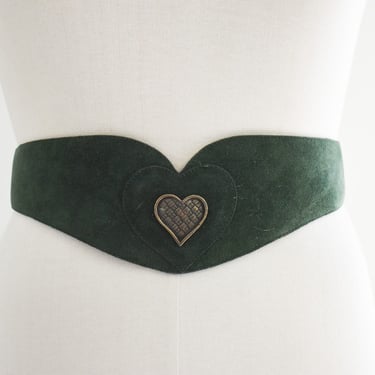 1980s/90s Green Suede Belt with Heart 