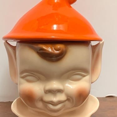 Mid Centry Ceramic Pixie Elf Cookie Jar 