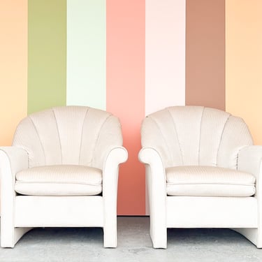 Pair of Shell Back Upholstered Chairs