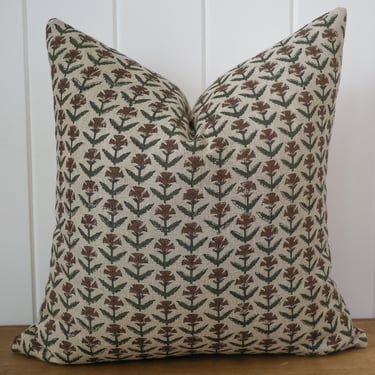 Holly Floral Block Print Pillow Cover