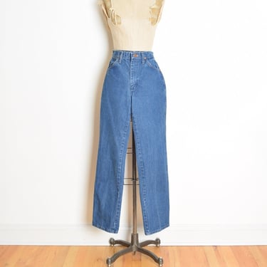 vintage 80s blue jeans WRANGLER denim high waisted straight leg pants M 