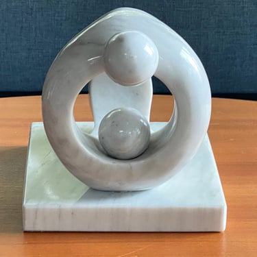 Vintage MCM Abstract White Marble Sculpture 