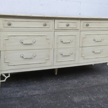 Thomasville Hollywood Regency Painted Faux Bamboo Long Dresser 5308