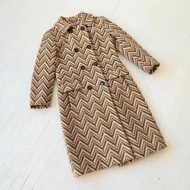 1960s I.Magnin Chevron Wool Coat 